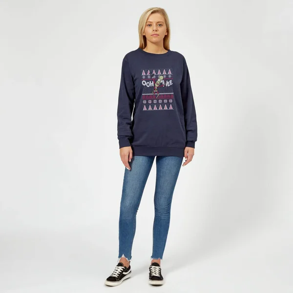 Rick And Morty Ooh Wee Women's Christmas Sweater - Navy 3 Rick And Morty Ooh Wee Women's Christmas Sweater - Navy - Image 3