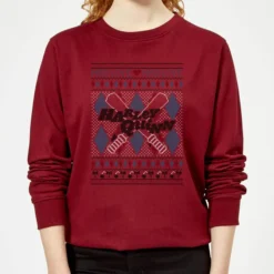 DC COMICS Harley Quinn Women's Christmas Sweater - Burgundy