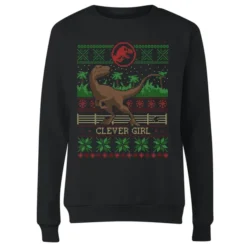 Jurassic Park Clever Girl Women's Christmas Sweater - Black 7 Jurassic Park Clever Girl Women's Christmas Sweater - Black -JD Looney Shop 12336214 1884714269126363