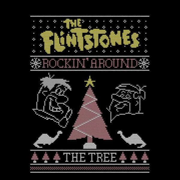 Flintstones Rockin Around The Tree Women's Christmas Sweater - Black 2 Flintstones Rockin Around The Tree Women's Christmas Sweater - Black - Image 2