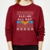 DC COMICS Wonder Woman 'Sleigh All Day Women's Christmas Sweater - Burgundy