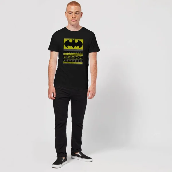 DC Comics Batman Men's Christmas T-Shirt In Black 3 DC Comics Batman Men's Christmas T-Shirt In Black - Image 3