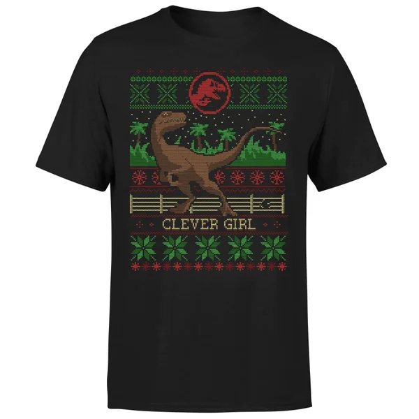 Jurassic Park Clever Girl Men's Christmas T-Shirt - Black 7 Jurassic Park Clever Girl Men's Christmas T-Shirt - Black - Image 7