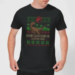 Jurassic Park Clever Girl Men's Christmas T-Shirt - Black