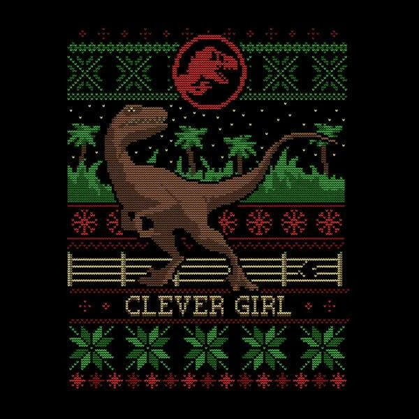Jurassic Park Clever Girl Men's Christmas T-Shirt - Black 8 Jurassic Park Clever Girl Men's Christmas T-Shirt - Black - Image 8
