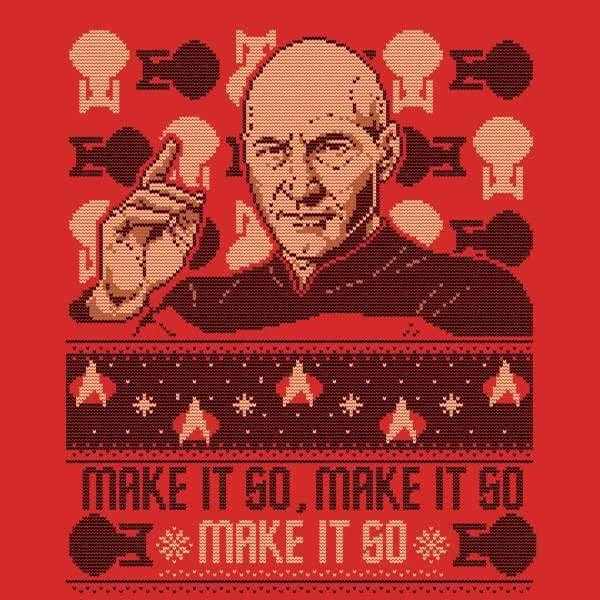 Star Trek: The Next Generation Make It So Men's Christmas T-Shirt - Red 2 Star Trek: The Next Generation Make It So Men's Christmas T-Shirt - Red - Image 2