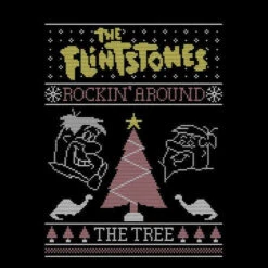 Flintstones Rockin Around The Tree Men's Christmas T-Shirt - Black -JD Looney Shop 12336798 1024714228268244