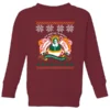 Elf Christmas Cheer Kids' Christmas Jumper - Burgundy