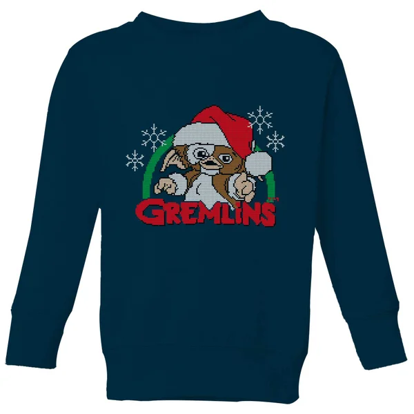 Gremlins Another Reason To Hate Christmas Kids' Christmas Jumper - Navy 1 Gremlins Another Reason To Hate Christmas Kids' Christmas Jumper - Navy