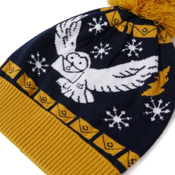 Harry Potter Owl Mail Christmas Beanie Navy 2 Harry Potter Owl Mail Christmas Beanie Navy - Image 2