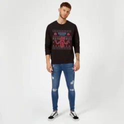 Stranger Things Christmas Deomogorgon Unisex Christmas Jumper - Black 5 Stranger Things Christmas Deomogorgon Unisex Christmas Jumper - Black -JD Looney Shop 13407829 2065093131795599