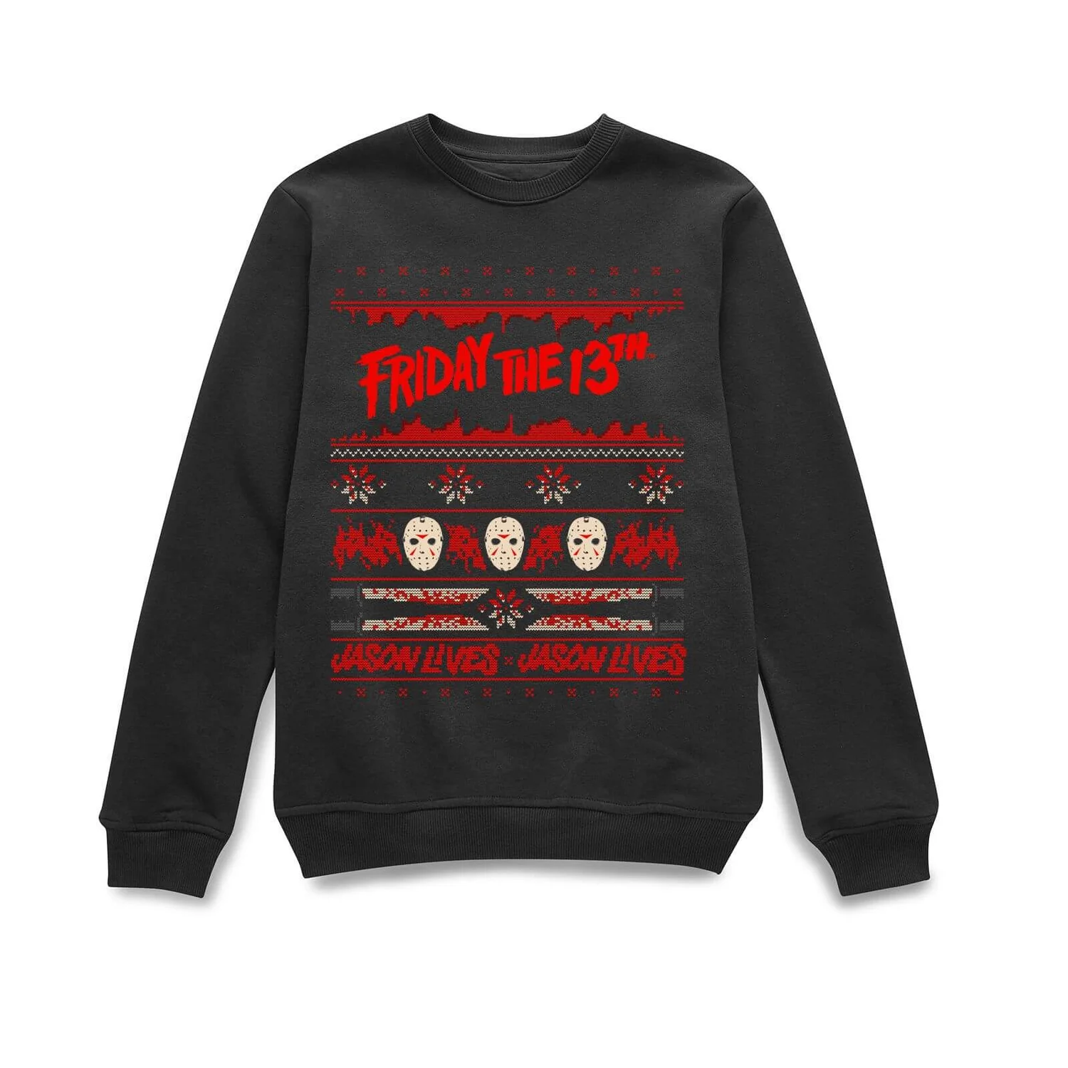 Friday The 13th Jason Lives Christmas Jumper - Black 1 Friday The 13th Jason Lives Christmas Jumper - Black