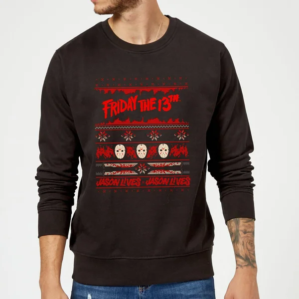 Friday The 13th Jason Lives Christmas Jumper - Black 2 Friday The 13th Jason Lives Christmas Jumper - Black - Image 2