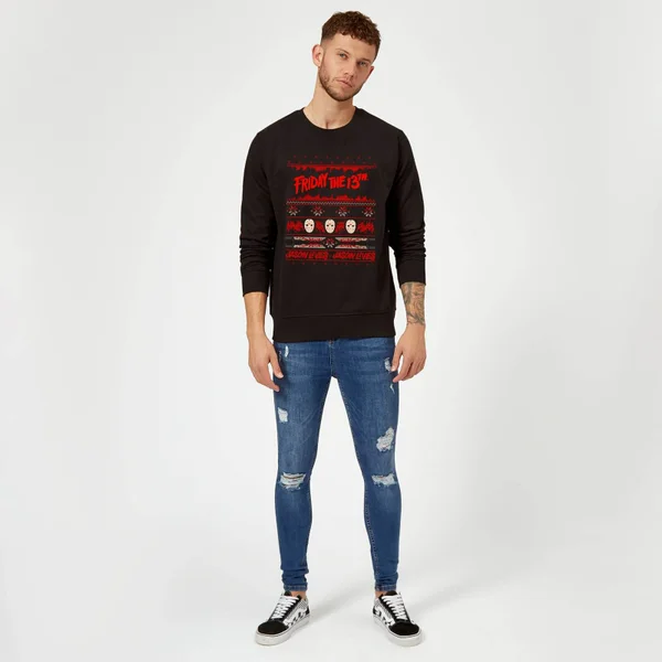 Friday The 13th Jason Lives Christmas Jumper - Black 3 Friday The 13th Jason Lives Christmas Jumper - Black - Image 3