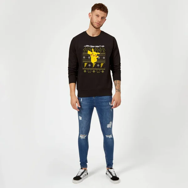 Pokemon Pikachu Christmas Christmas Jumper - Black 3 Pokemon Pikachu Christmas Christmas Jumper - Black - Image 3