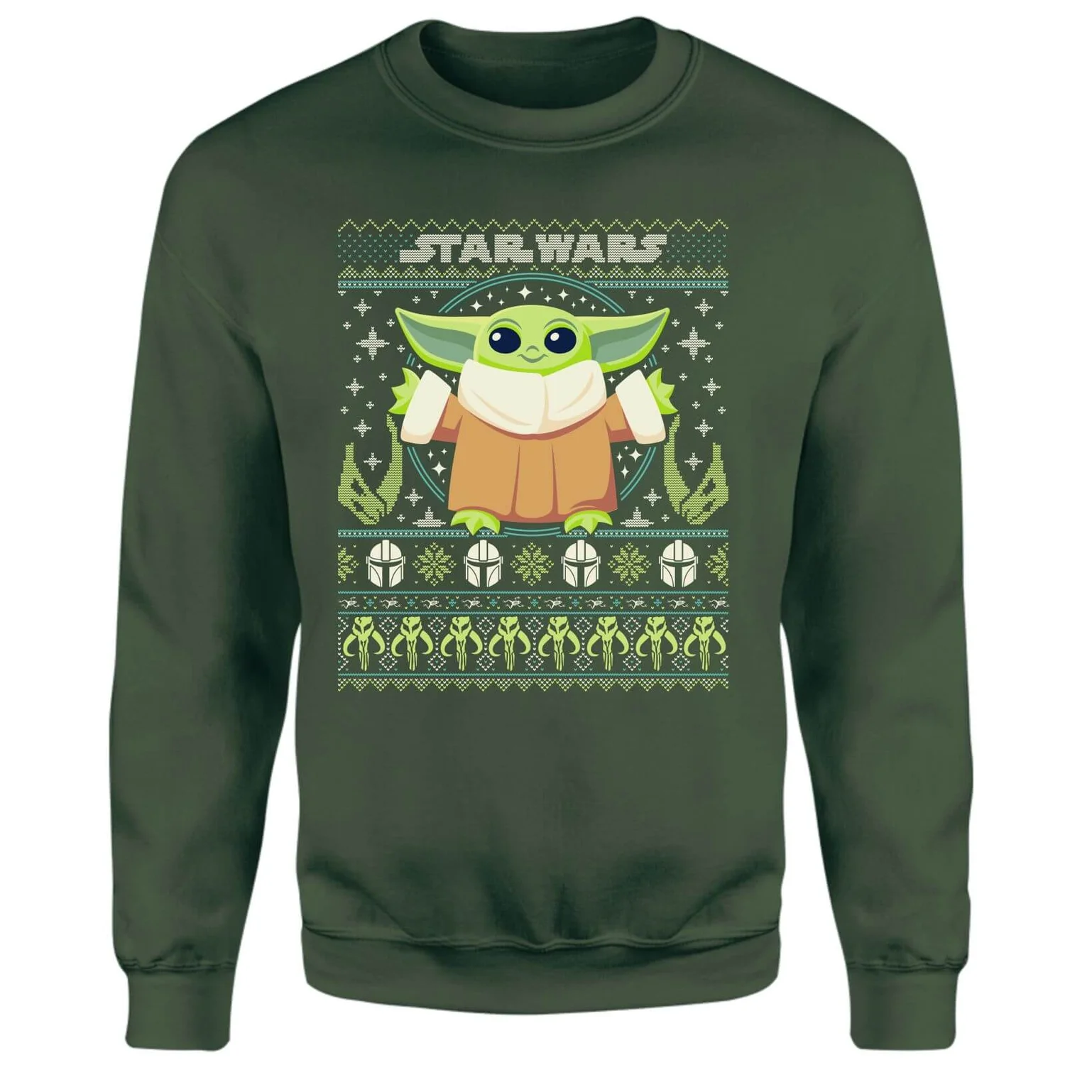 The Mandalorian Grogu Christmas Christmas Jumper - Green 1 The Mandalorian Grogu Christmas Christmas Jumper - Green