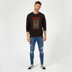 Stranger Things Creel House Window Christmas Jumper - Black 5 Stranger Things Creel House Window Christmas Jumper - Black -JD Looney Shop 13995548 9275093134994736