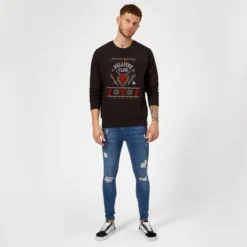 Stranger Things Hellfire Club Christmas Christmas Jumper - Black -JD Looney Shop 13995632 1025093132516853
