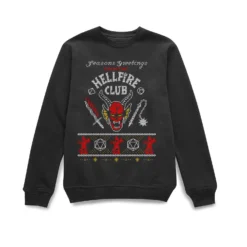 Stranger Things Hellfire Club Christmas Christmas Jumper - Black