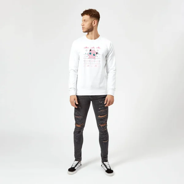 Pokemon Jigglypuff Christmas Christmas Jumper - White 3 Pokemon Jigglypuff Christmas Christmas Jumper - White - Image 3