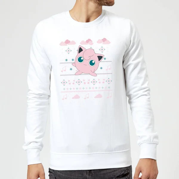 Pokemon Jigglypuff Christmas Christmas Jumper - White 2 Pokemon Jigglypuff Christmas Christmas Jumper - White - Image 2