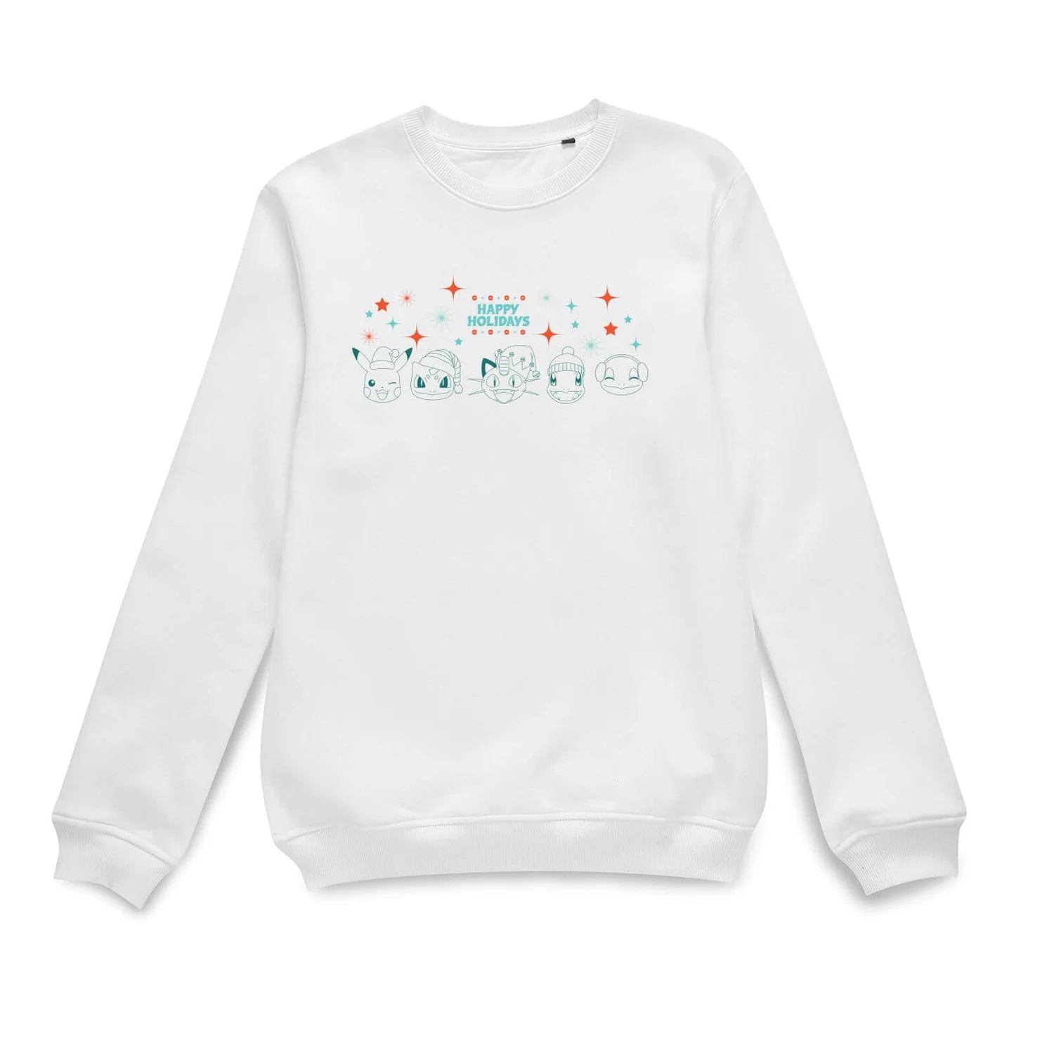 Pokemon Happy Holidays Outlines Christmas Jumper - White 1 Pokemon Happy Holidays Outlines Christmas Jumper - White