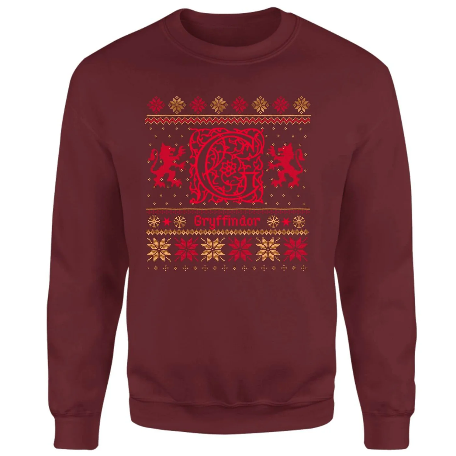 Harry Potter Gryffindor Christmas Christmas Jumper - Burgundy 1 Harry Potter Gryffindor Christmas Christmas Jumper - Burgundy