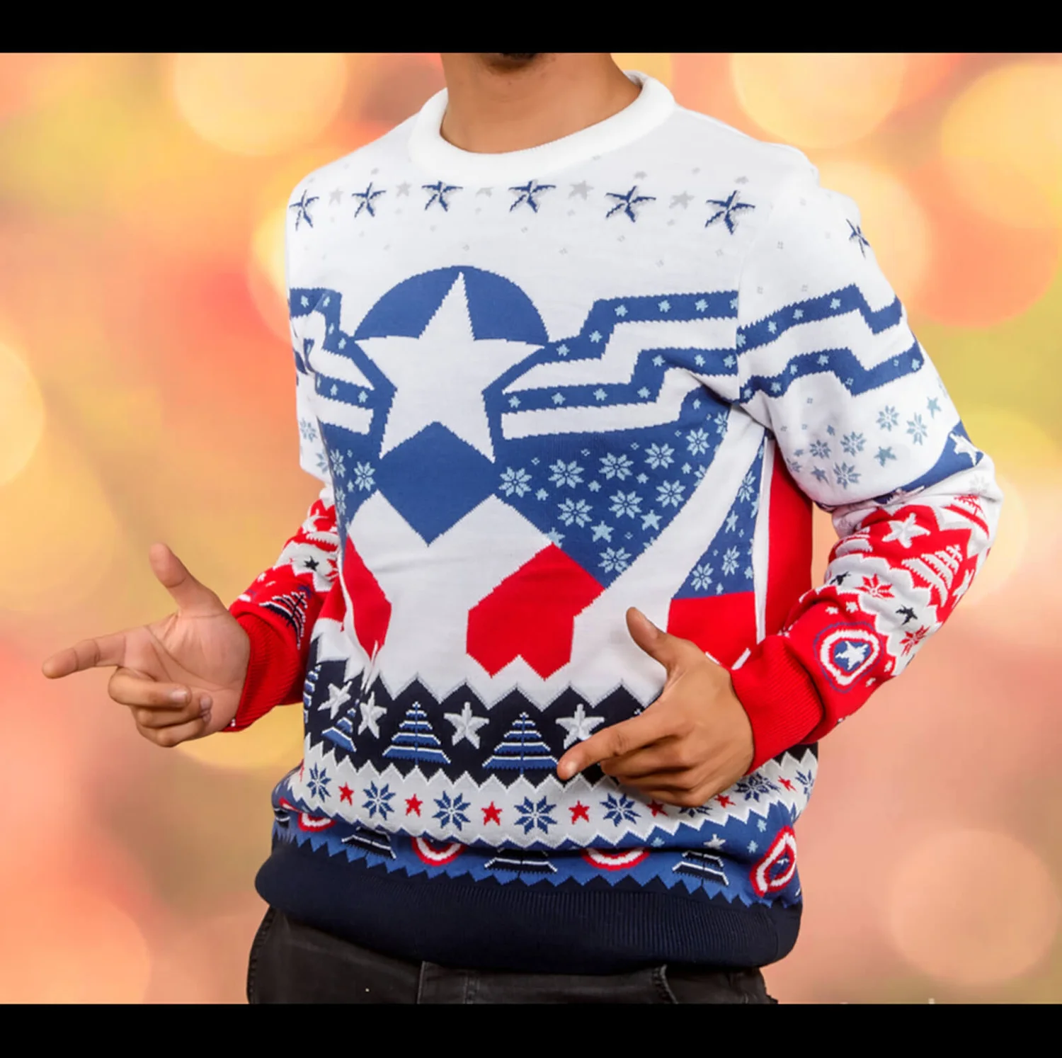 Sam Wilson Captain America Christmas Jumper 1 Sam Wilson Captain America Christmas Jumper