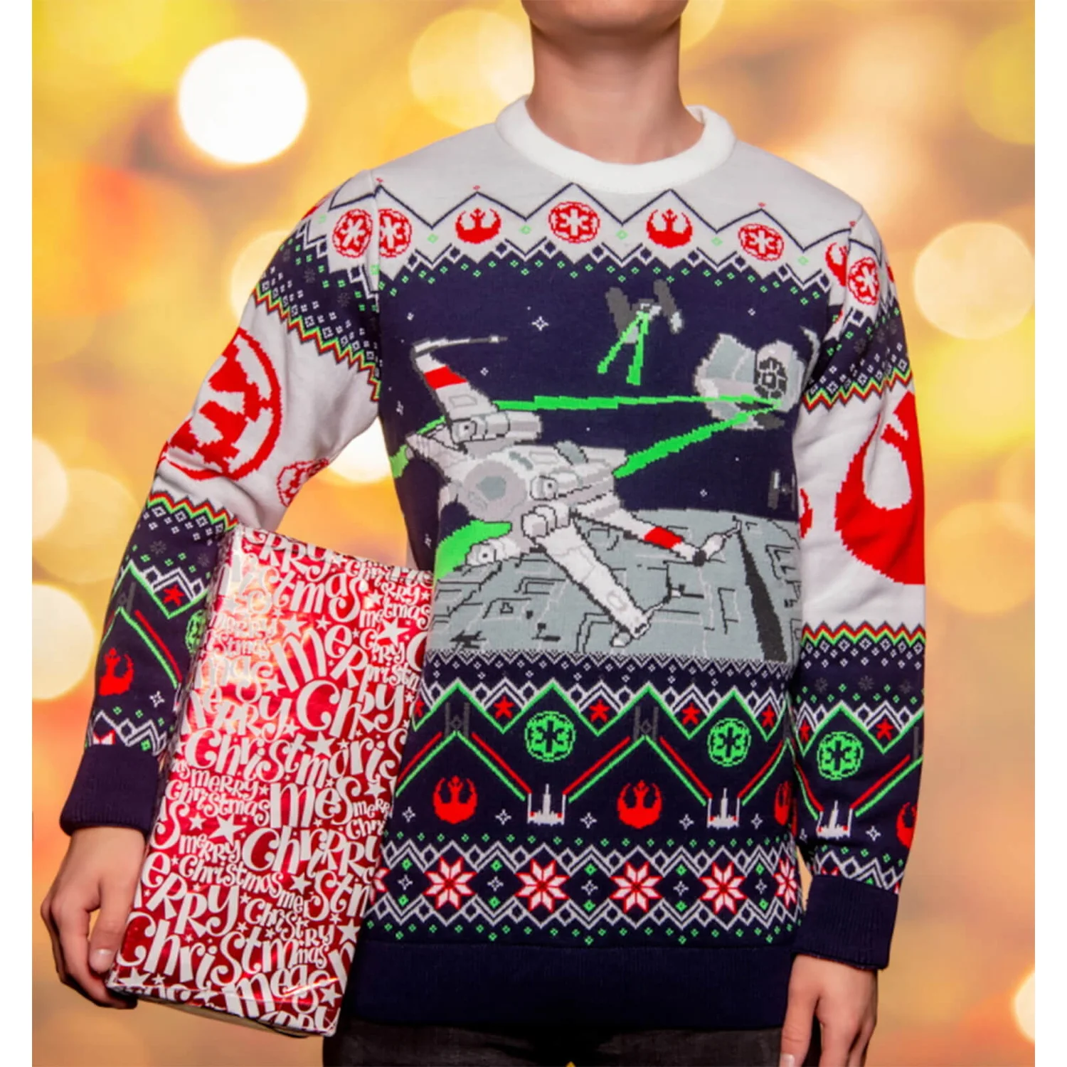 Star Wars X-Wing V TIE Fighter Christmas Jumper 1 Star Wars X-Wing V TIE Fighter Christmas Jumper